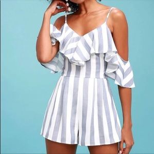 Lulu’s Blue and White Strip Romper